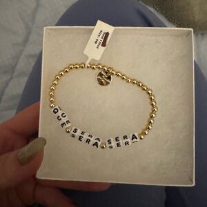 ⭐️NWT⭐️Little Words Project Gold Beaded 'Que Sera Sera' Letter Bracelet
